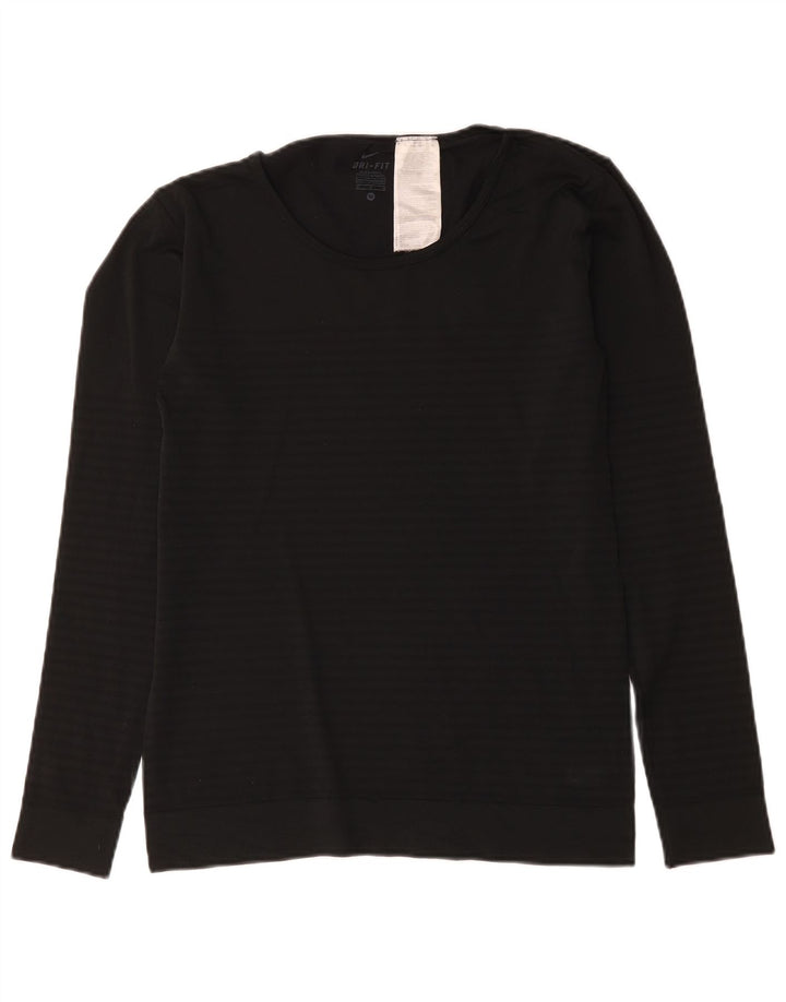 Nike pentru bărbați Dri Fit Top cu mânecă lungă, poliester mediu negru