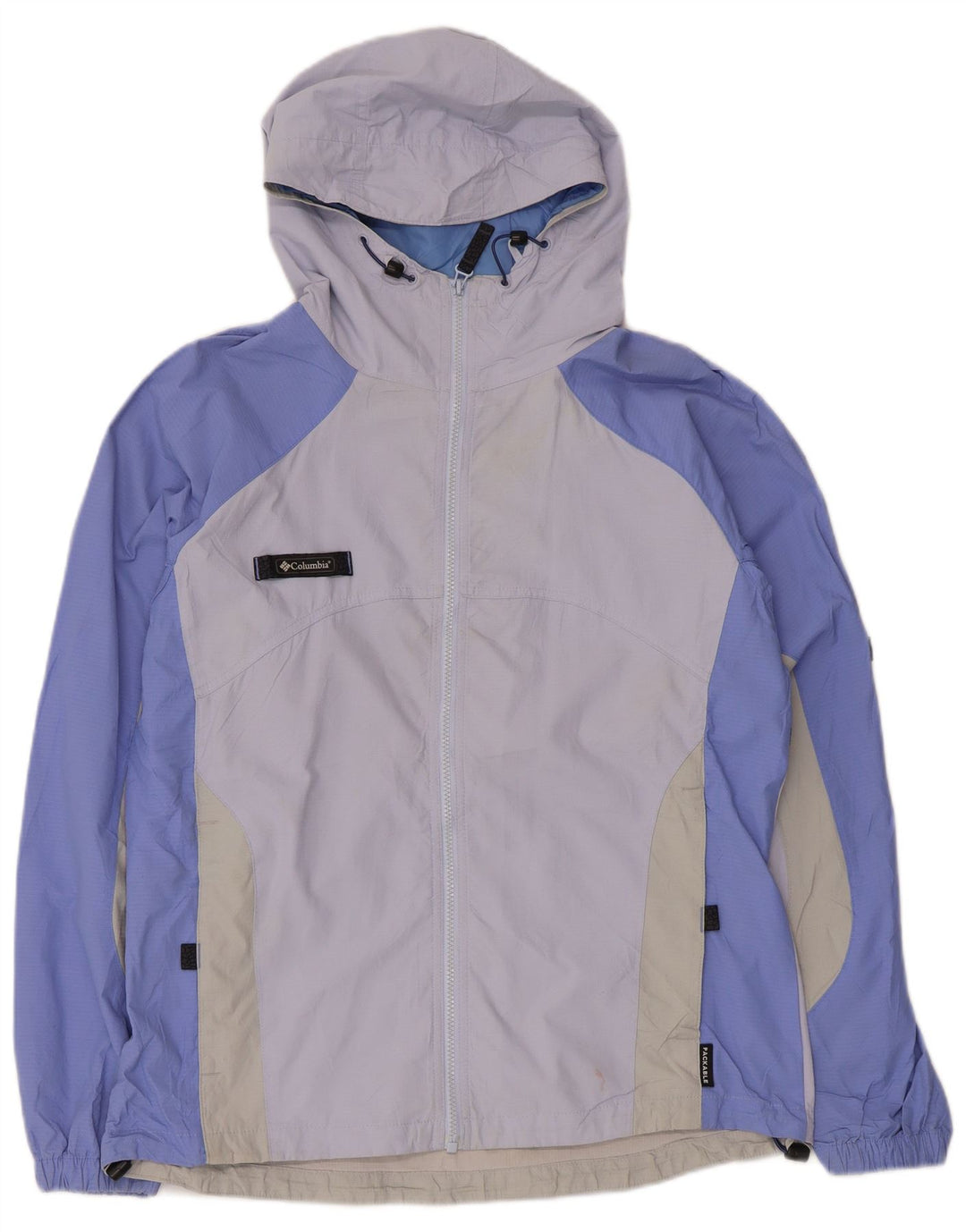 Columbia Womens Hooded Rain Jacket UK 16 Large Purple Colourblock Polyester