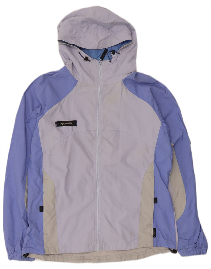 Columbia Womens Hooded Rain Jacket UK 16 Large Purple Colourblock Polyester