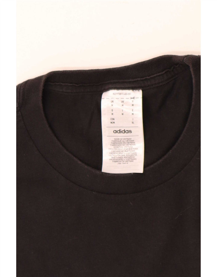 Adidas Mens Camiseta Top Médio Algodão Preto