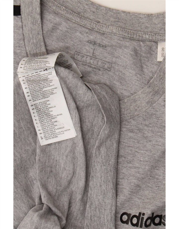 Adidas Mens T-Shirt Top Large Grey Flecked Cotton