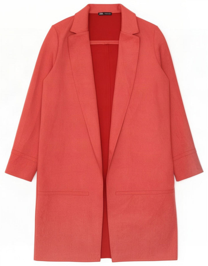 Chaqueta tipo blazer abierta larga de Zara para mujer UK 42 Large Pink Poliéster