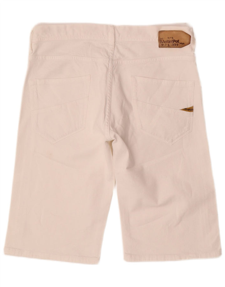 Meltin' Pot Mens Denim Shorts W34 Large White Cotton