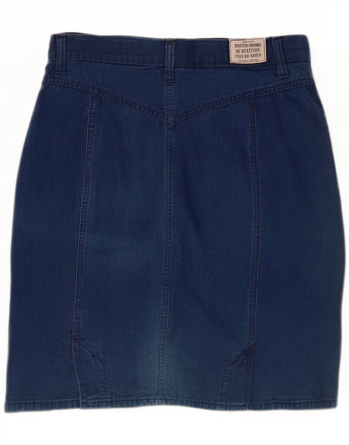 Benetton Womens Denim Skirt IT 44 Medium W28 Blue Cotton