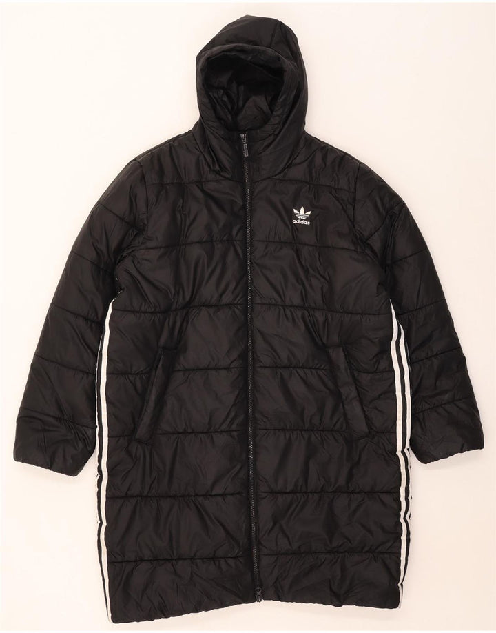 Adidas Womens Hooded Padded Coat UK 16/18 Large Black Polyester