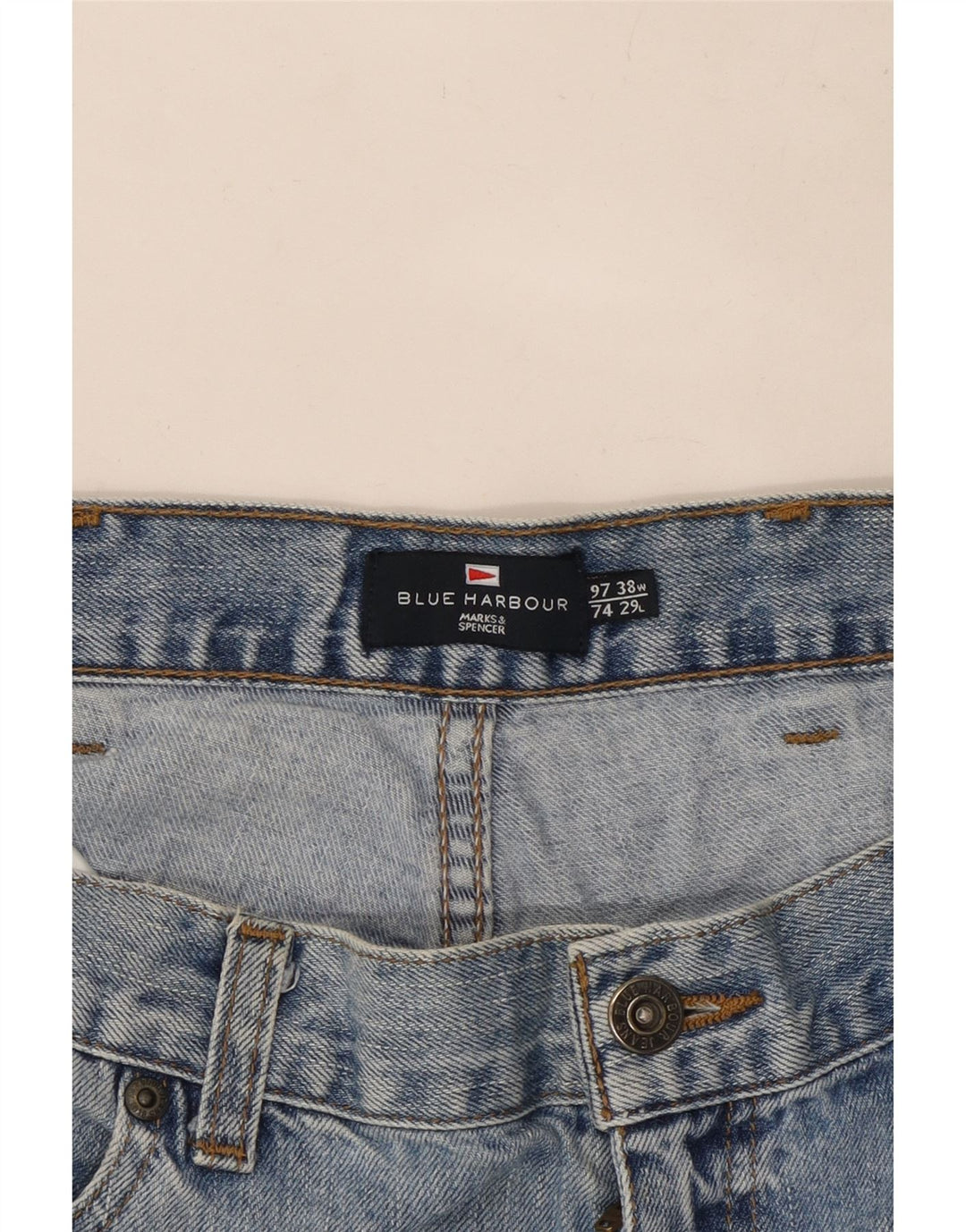 Мужские прямые джинсы Marks & Spencer W38 L29 синие, хлопок