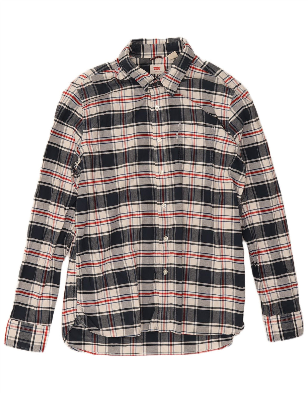 Levi's Mens Shirt Large Navy Blue Check Cotton