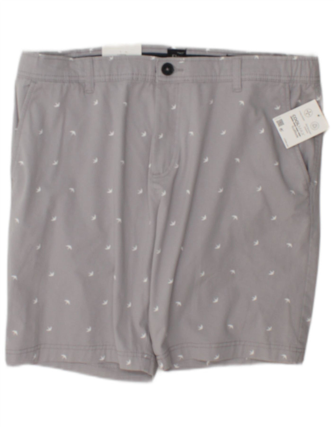 C & A Mens Abstract Pattern Slim Chino Shorts W38 XL Grey Cotton