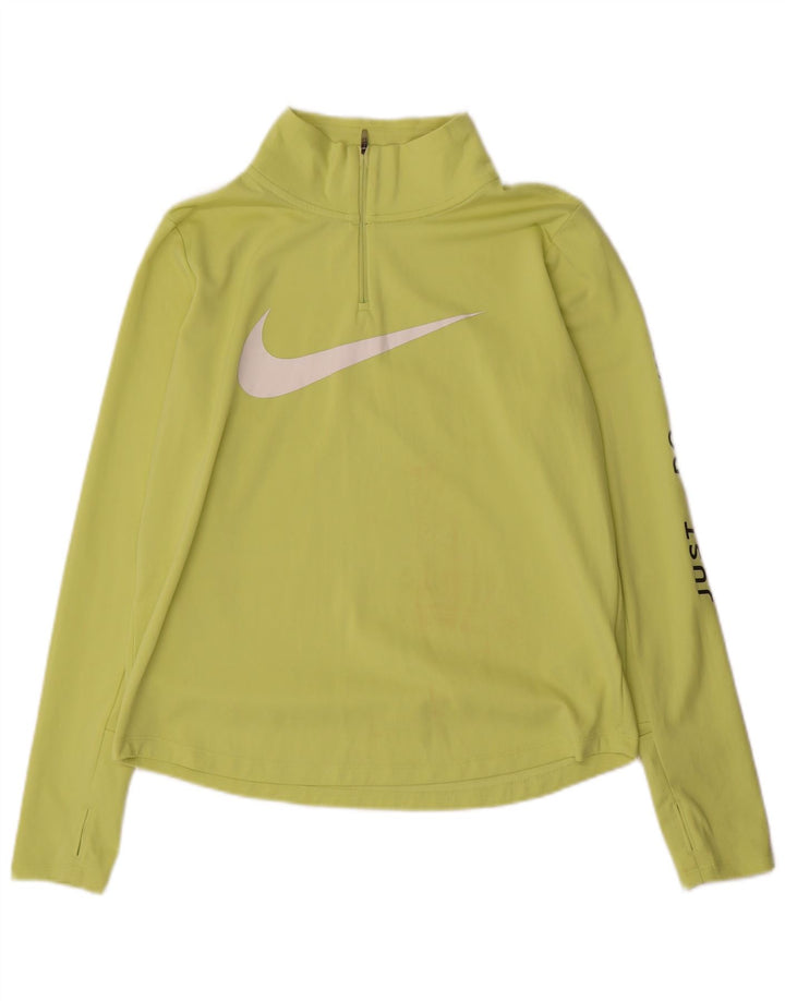 Nike női Dri Fit grafikus pulóver tréningruha felső UK 14 közepes zöld