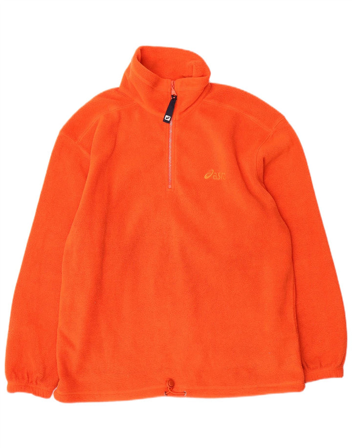 Asics Mens Zip Neck Fleece Jumper Medium Orange Polyester