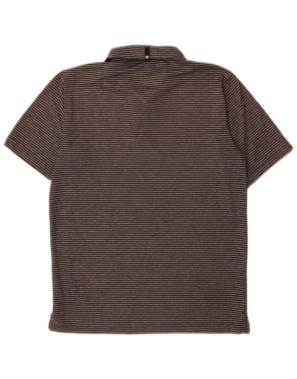 Puma Mens Polo Shirt Small Grey Pinstripe Polyester