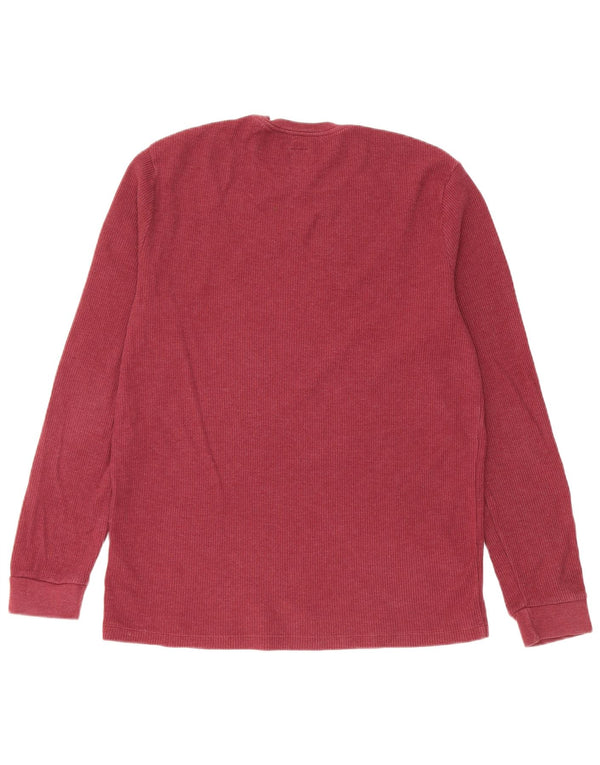 Jack Wills Mens Top Long Sleeve Medium Burgundy Cotton