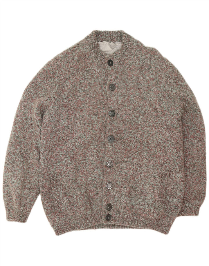 Vintage hombres Cardigan suéter grande multicolor moteado