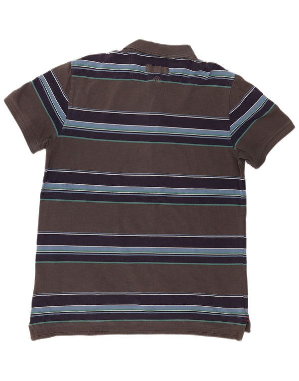 Fat Face Mens Polo Shirt Large Grey Striped Cotton