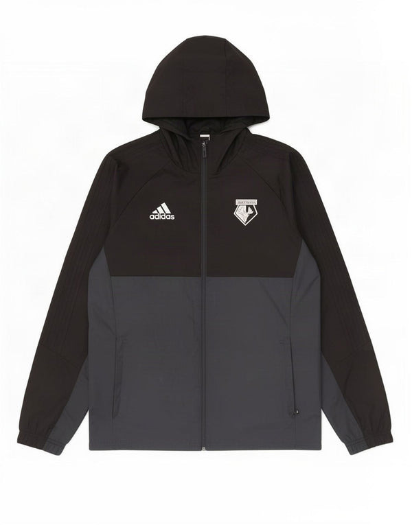 Adidas Mens Hooded Rain Jacket UK 40 Large Black Colourblock Polyester
