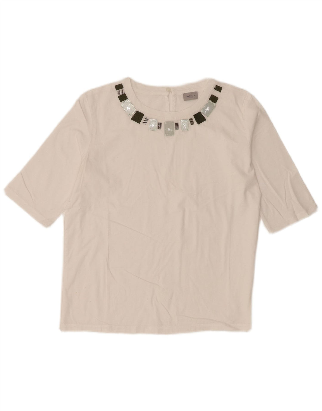 Marella Womens Top 3/4 Sleeve UK 12 Medium White