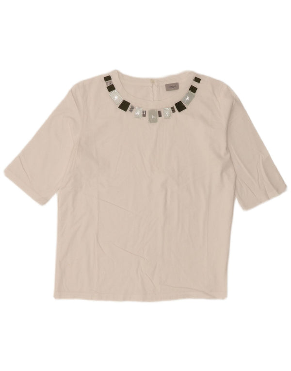 Marella Haut Femme Manches 3/4 UK 12 Moyen Blanc