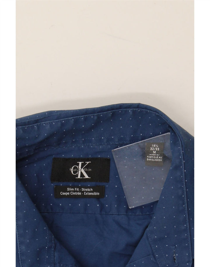 CALVIN KLEIN JEANS Herrenhemd Größe 33/32 15 1/2 Mittelblau gefleckt