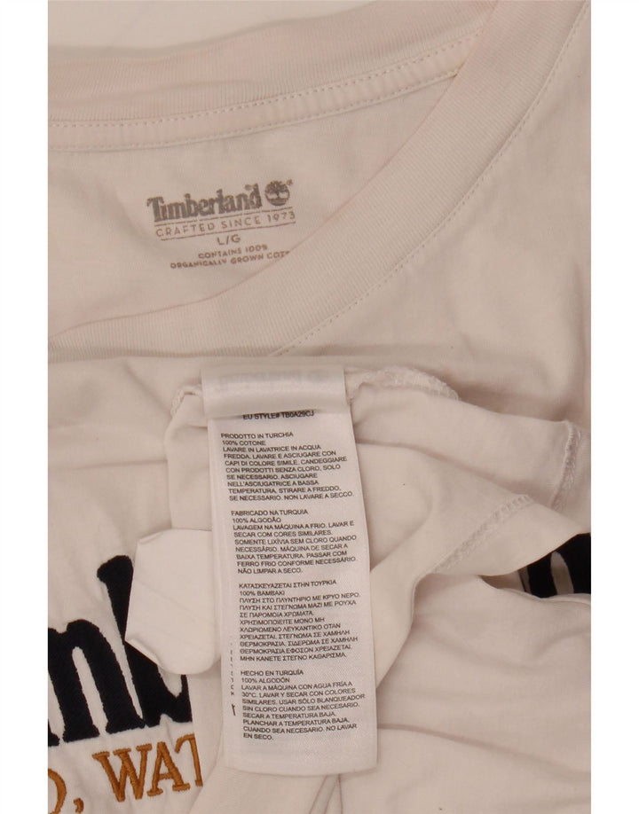 Timberland Mens Graphic T-Shirt Top Large White Cotton