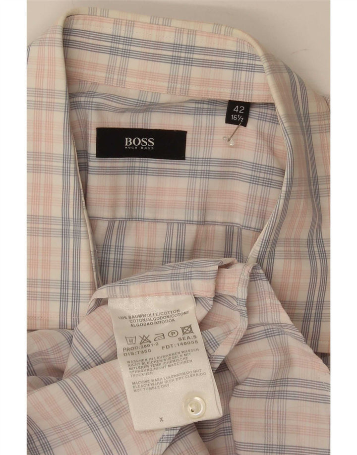Hugo Boss Mens Short Sleeve Shirt Size 16 1/2 42 Large Multicoloured Check