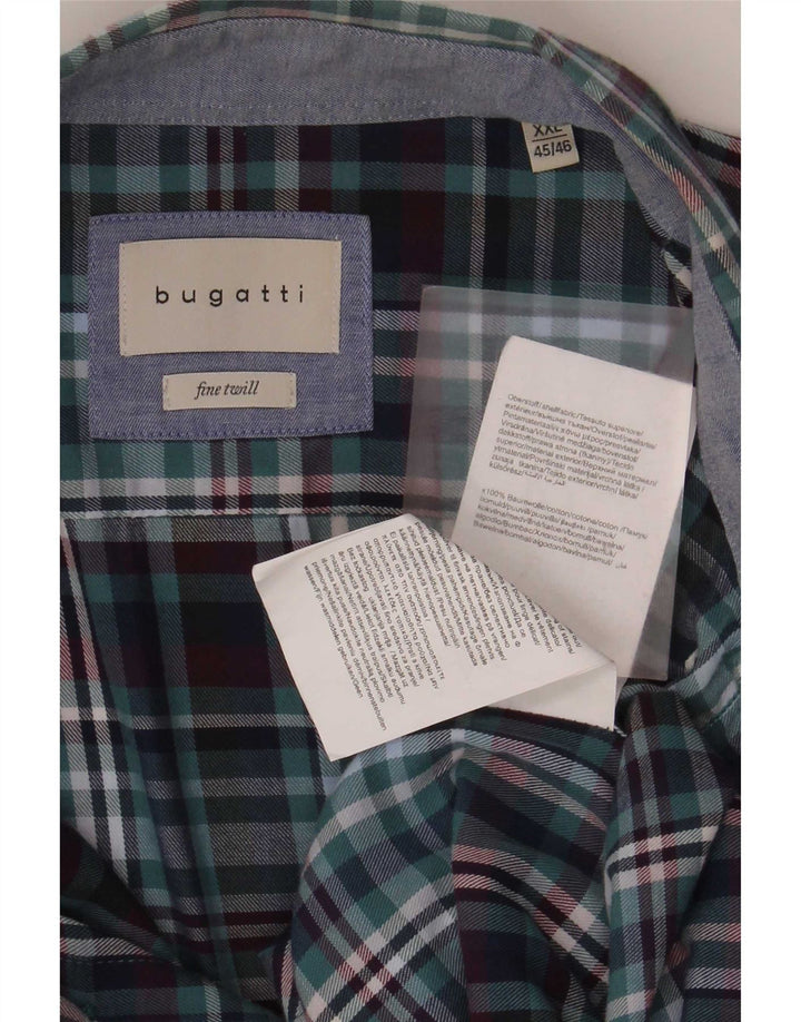 Bugatti Camicia da uomo in flanella Taglia 45/46 2XL Cotone a quadri blu