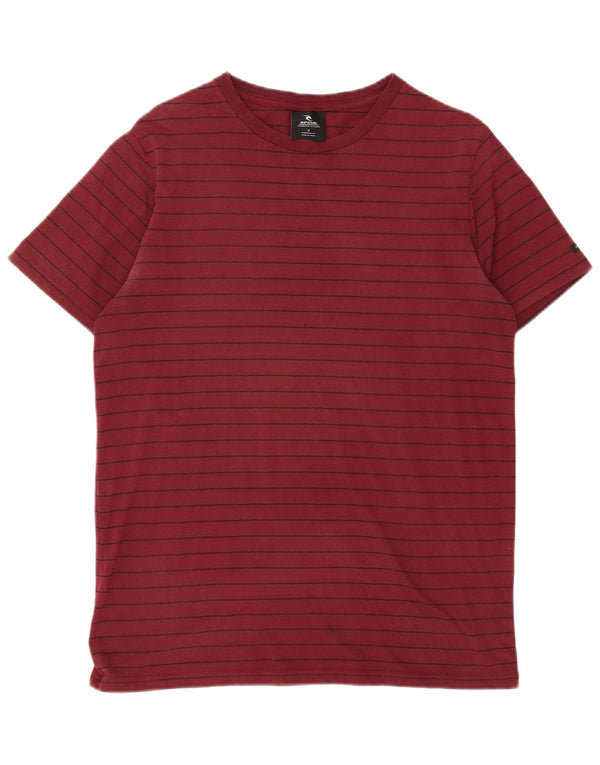 Rip Curl Mens T-Shirt Top Medium Burgundy Striped