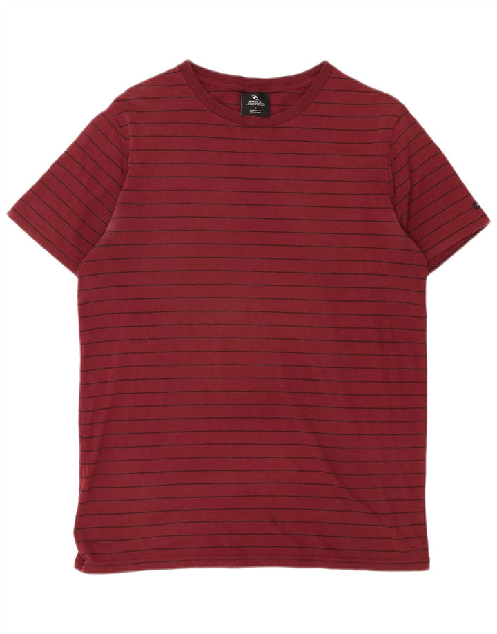 Rip Curl Mens T-Shirt Top Medium Burgundy Striped