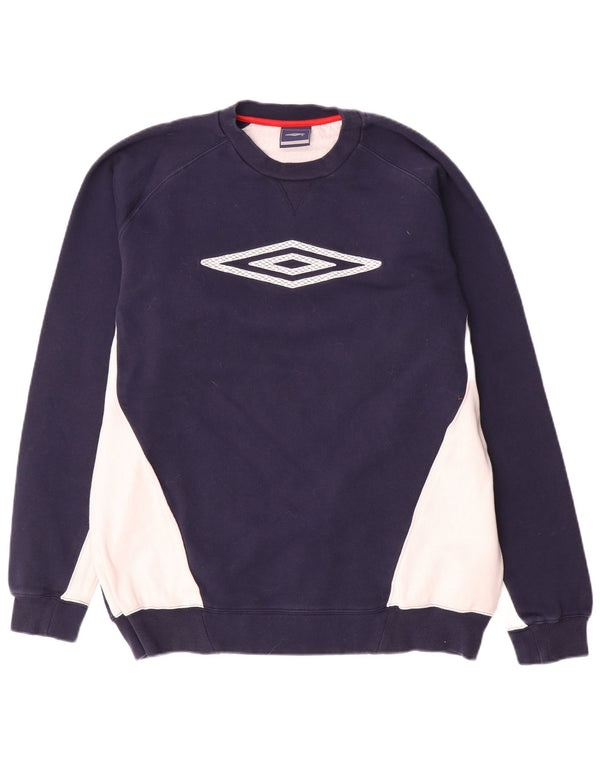 Umbro Herre Grafisk Sweatshirt Jumper Large Navy Blue Colourblock
