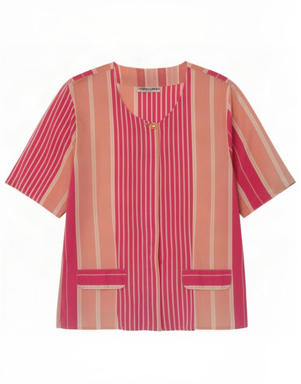 Enara Camicece Camicia a maniche corte da donna Camicetta UK 14 Rosa medio a righe