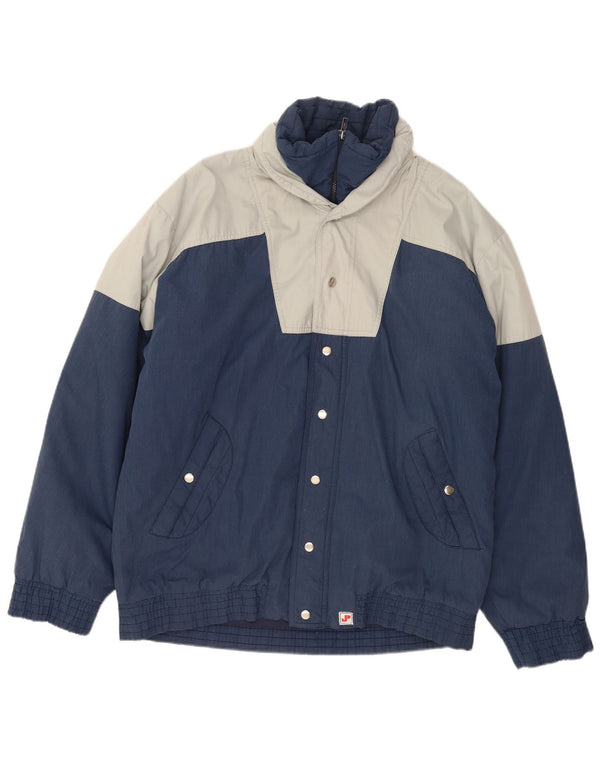 Vintage hættejakke til mænd UK 44 2XL Navy Blue Colourblock