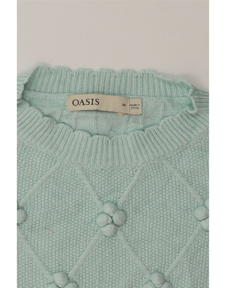 OASIS Womens Crop Oversized Crew Neck Jumper Sweater UK 14 Medium Blue Vintage Oasis and Second-Hand Oasis from Messina Hembry 