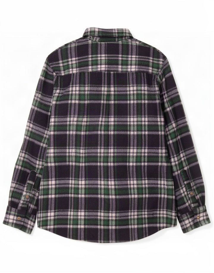 Vintage Mens Fleece Shirt XL Navy Blue Check Polyester