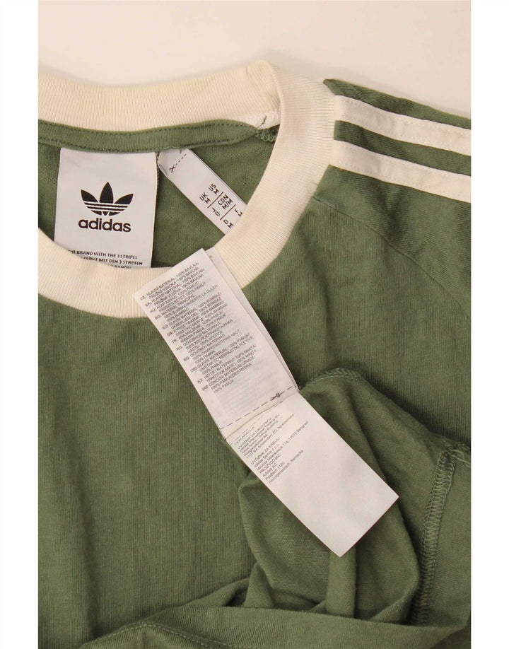 Adidas Mens T-Shirt Top Medium Green Colourblock Cotton