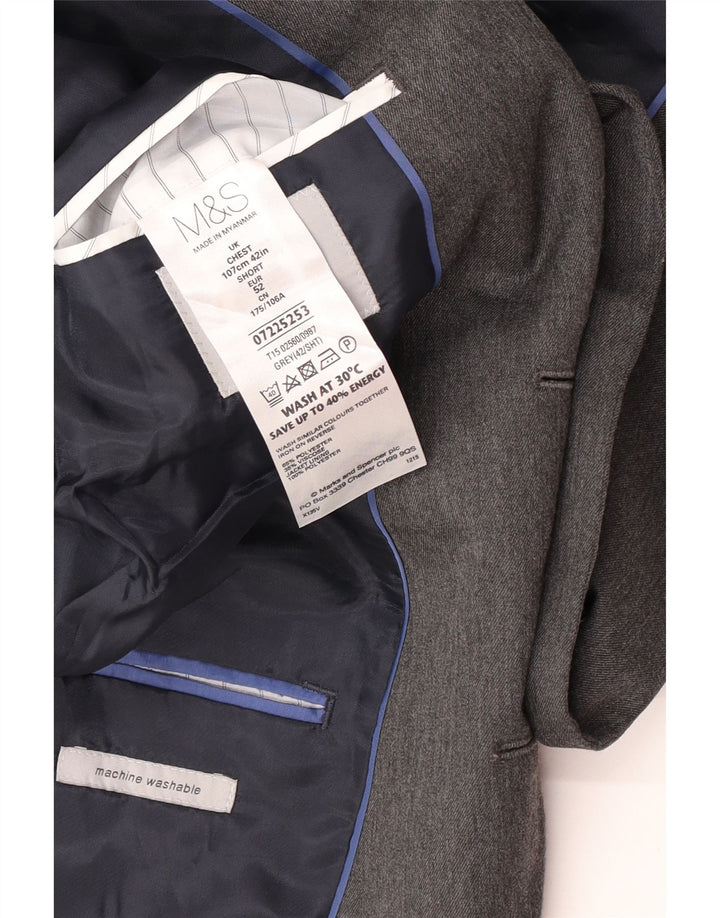 Marks & Spencer Mens 2 Button Blazer Jacket IT 42 XL Grey Polyester