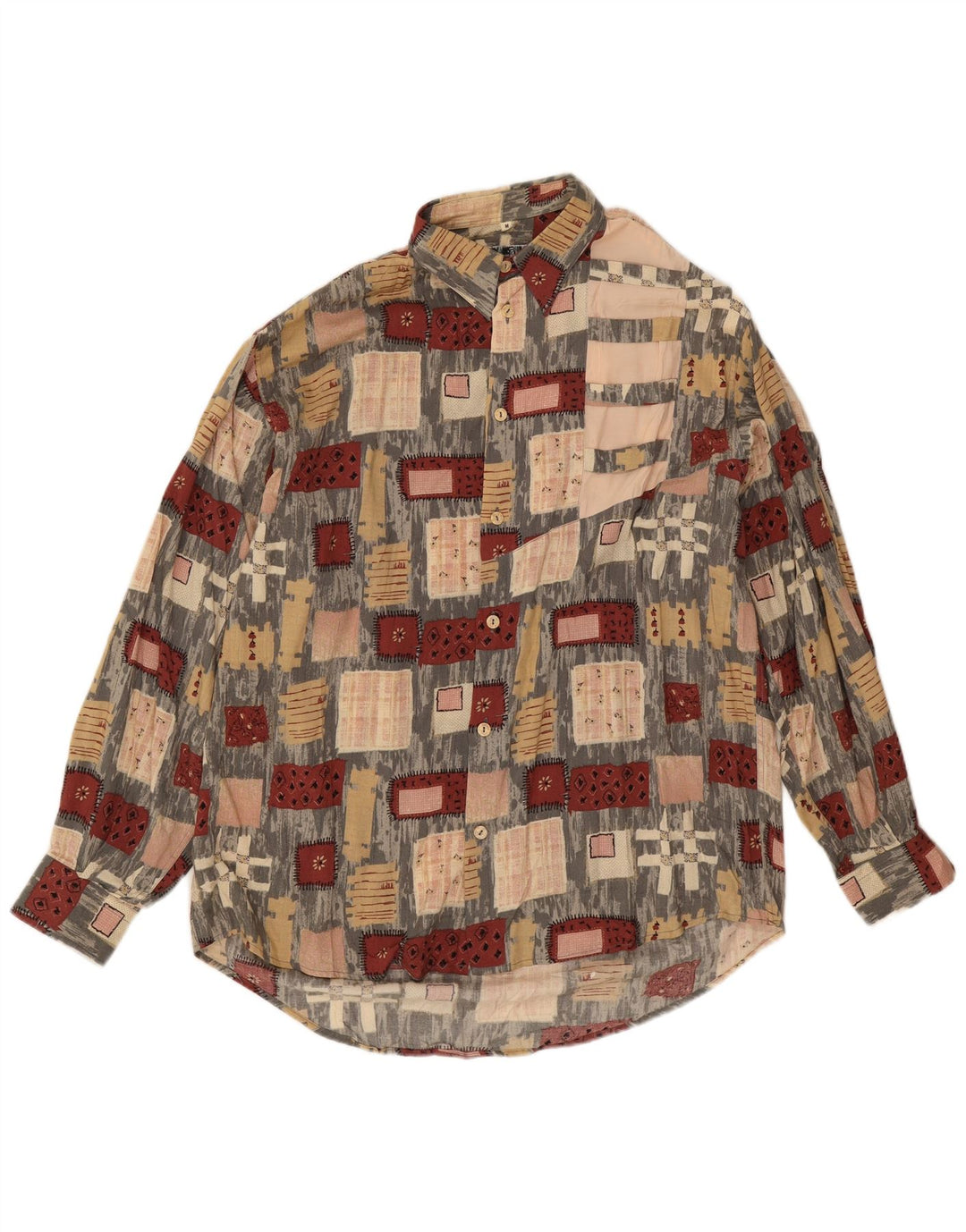 Vintage Herrenhemd Medium Mehrfarbig Patchwork Viskose