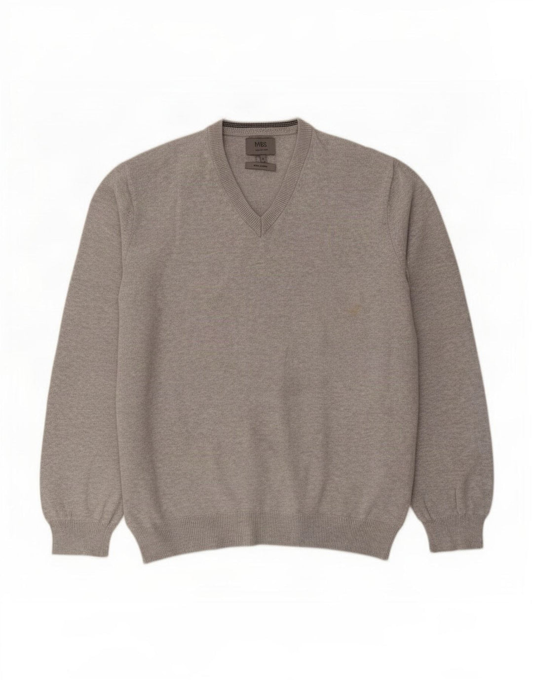 Maglione da uomo con scollo a V Marks & Spencer grande cotone chiazzato grigio