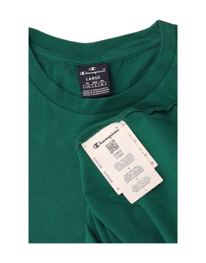 Champion Mens T-Shirt Top Large Green Cotton