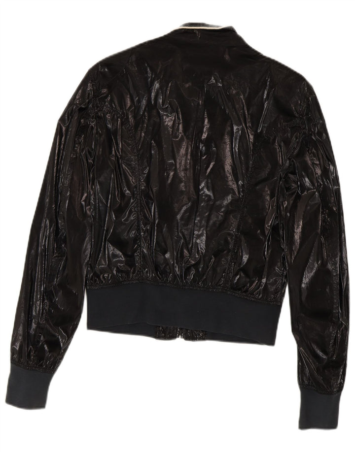 BELSTAFF Womens Faux Leather Bomber Jacket IT 44 Medium Black Polyurethane