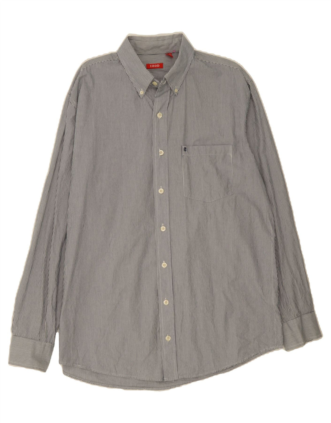 IZOD Mens Shirt Large Grey Pinstripe Cotton Vintage Izod and Second-Hand Izod from Messina Hembry 