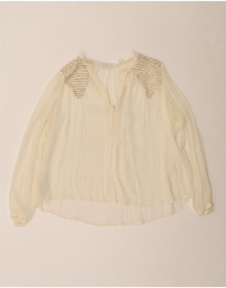 Mango Chemisier transparent pour femme UK 12 Medium Off White Viscose