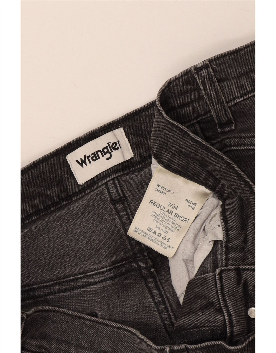 Wrangler Mens Regular Fit Denim Shorts W34 Large Grey Cotton