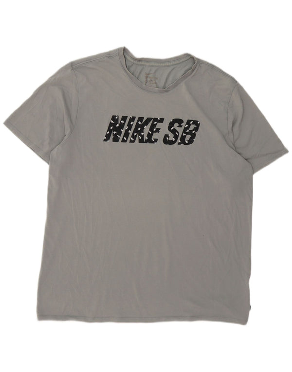 Nike Herre Athletic Cut Grafisk T-Shirt Top 2XL Grå Flecked