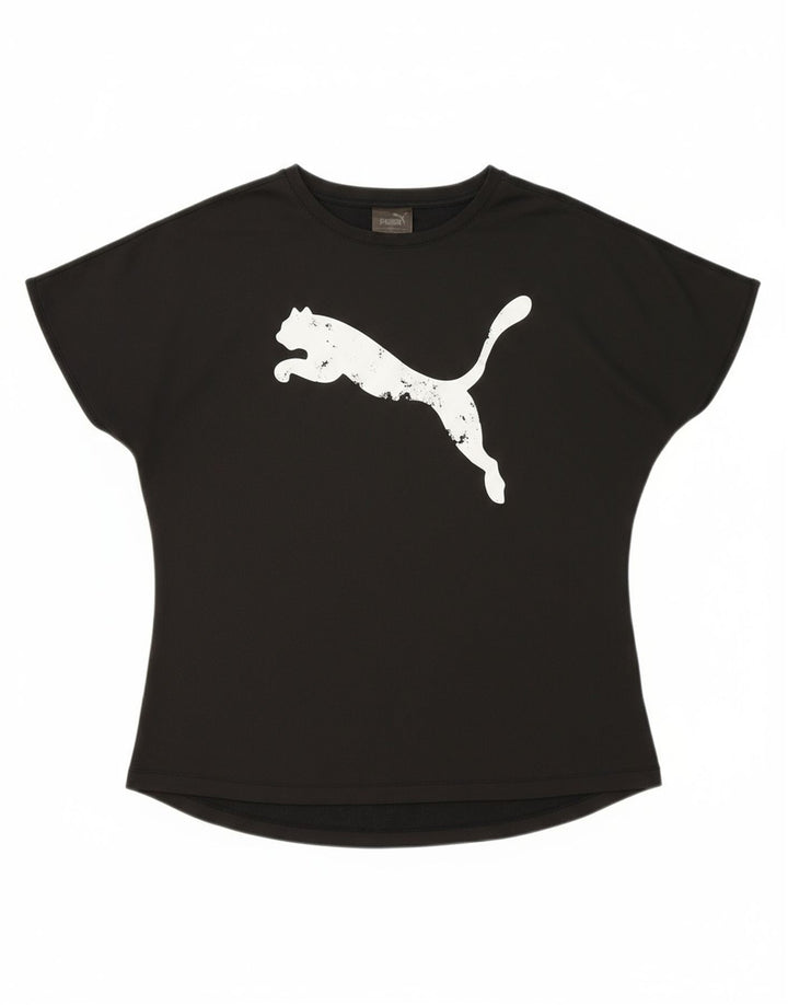PUMA Womens Graphic T-Shirt Top UK 12 Medium Black Polyester