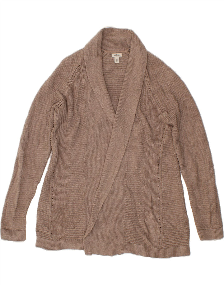 L.L.BEAN Womens Open Cardigan Sweater UK 14 Medium Brown Cotton Vintage L.L.Bean and Second-Hand L.L.Bean from Messina Hembry 