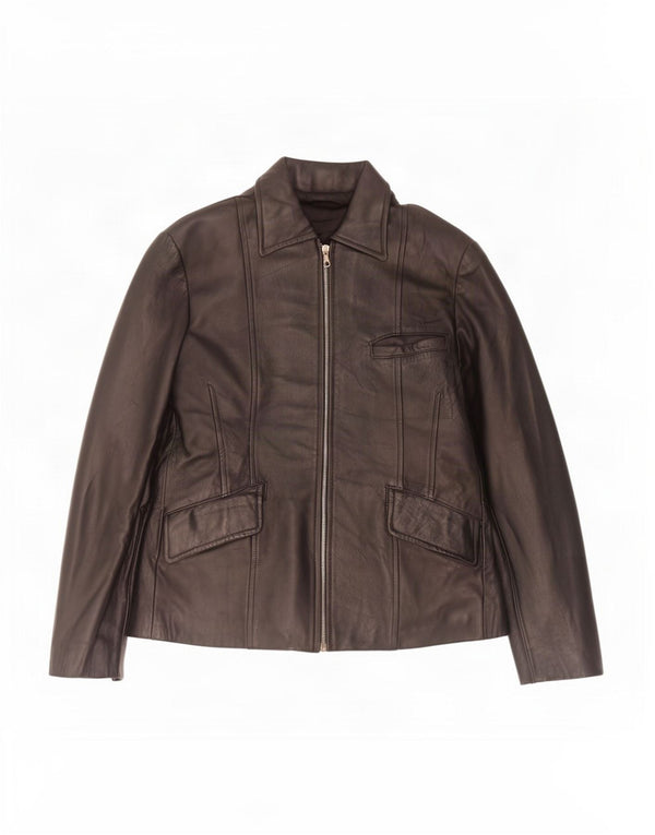 Vintage mujer chaqueta de cuero Reino Unido 14 grande negro