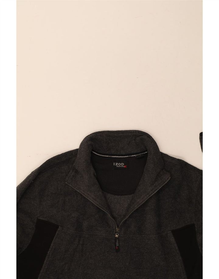 IZOD Mens Zip Neck Fleece Jumper Medium Grey Polyester Vintage Izod and Second-Hand Izod from Messina Hembry 