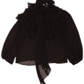 Zara Dame Oversized Bluse Top UK 10 Small Black Spotted