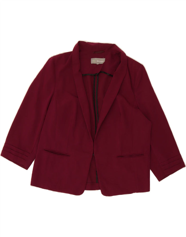 MARKS & SPENCER Womens 3/4 Sleeve Blazer Jacket UK 16 Large  Burgundy Vintage Marks & Spencer and Second-Hand Marks & Spencer from Messina Hembry 