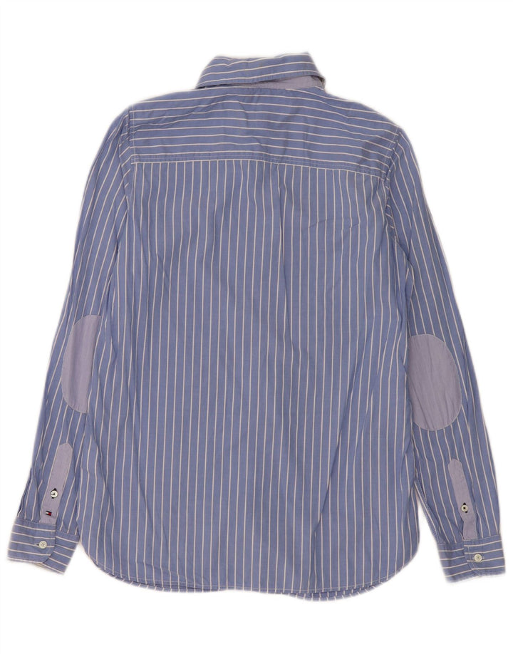 Tommy Hilfiger Womens Shirt US 6 Medium Blue Pinstripe Cotton