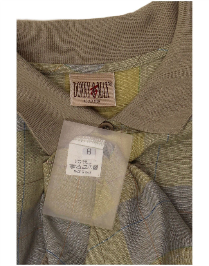 Donny & Max Mens Short Sleeve Pullover Shirt Large Yellow Check Linen